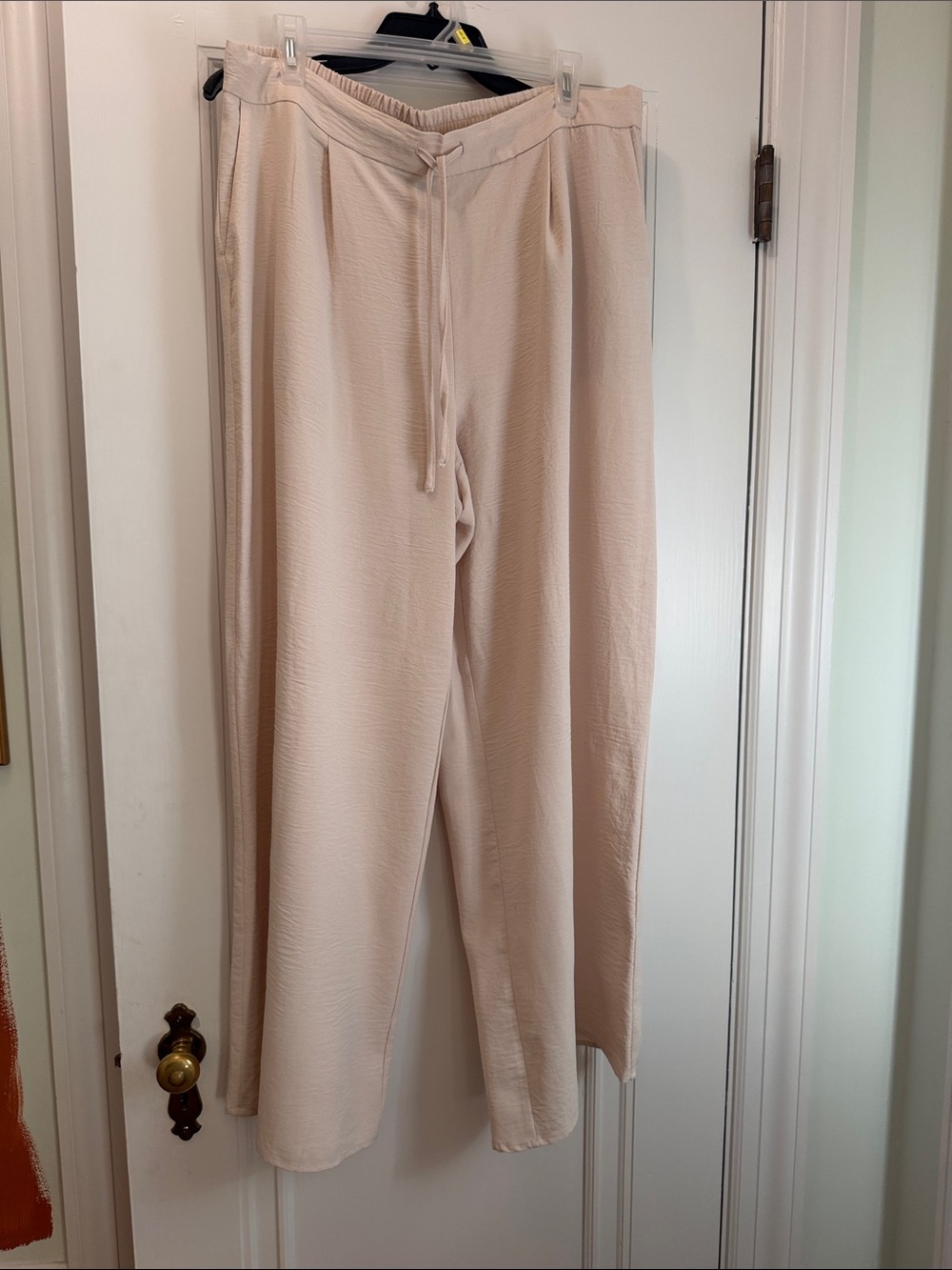 CeCe Wide-Leg Drawstring Pants in Light Cream